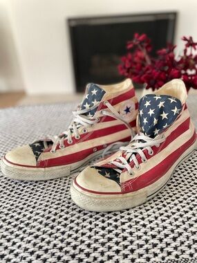 Vintage Converse High Top American Flag 4th of July Mens Size 16 Patriotic